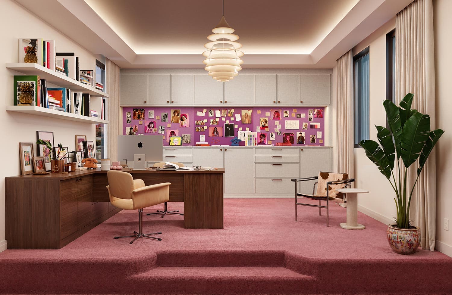 Personalized workspace design with custom shelves and custom cabinets by California Closets