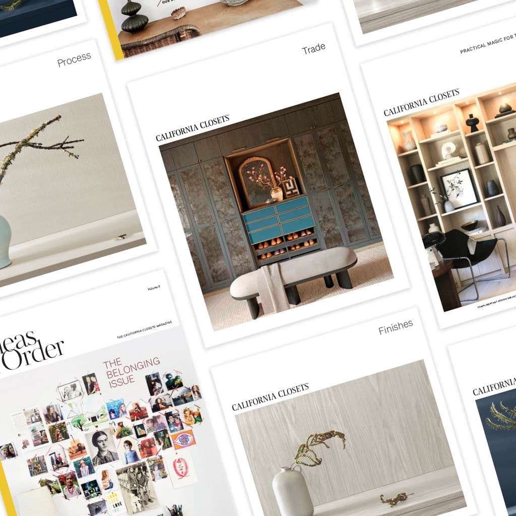Ideas of Order magazine covers displayed showing our work from California Closets